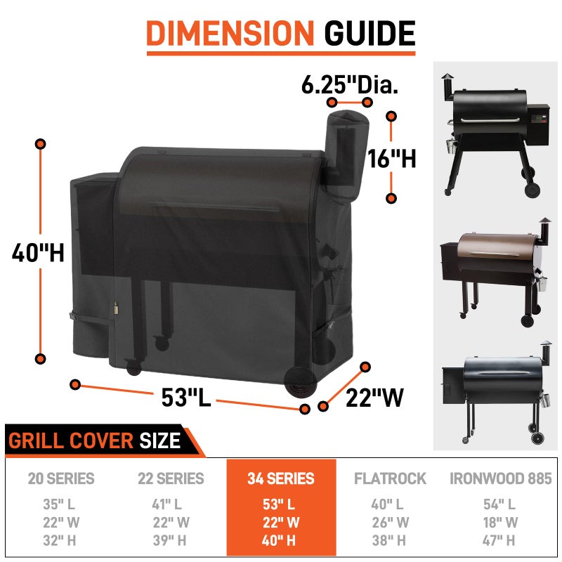 Arcedo Grill Cover Compatible with Traeger Pro 34 Series - Full Length Heavy Duty Waterproof Large Wood Pellet Smoker Covers for Texas Elite, Pro 780, Winter Outdoor BBQ Grill Pro34 Accessories - Image 2